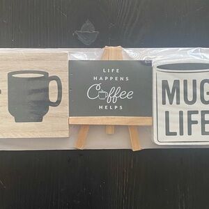 NWT-WOODEN COFFE BAR OR TIER TRAY DECOR